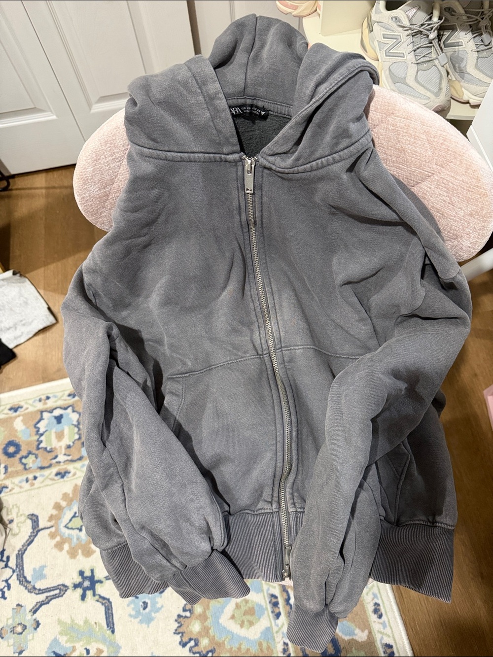 Zara Charcoal Gray Full-Zip Hoodie